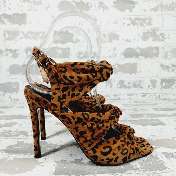 NEW Charles David Vinnie Leopard Print High Heeled Buckle Sling Back Sandal M915 - Picture 5 of 13